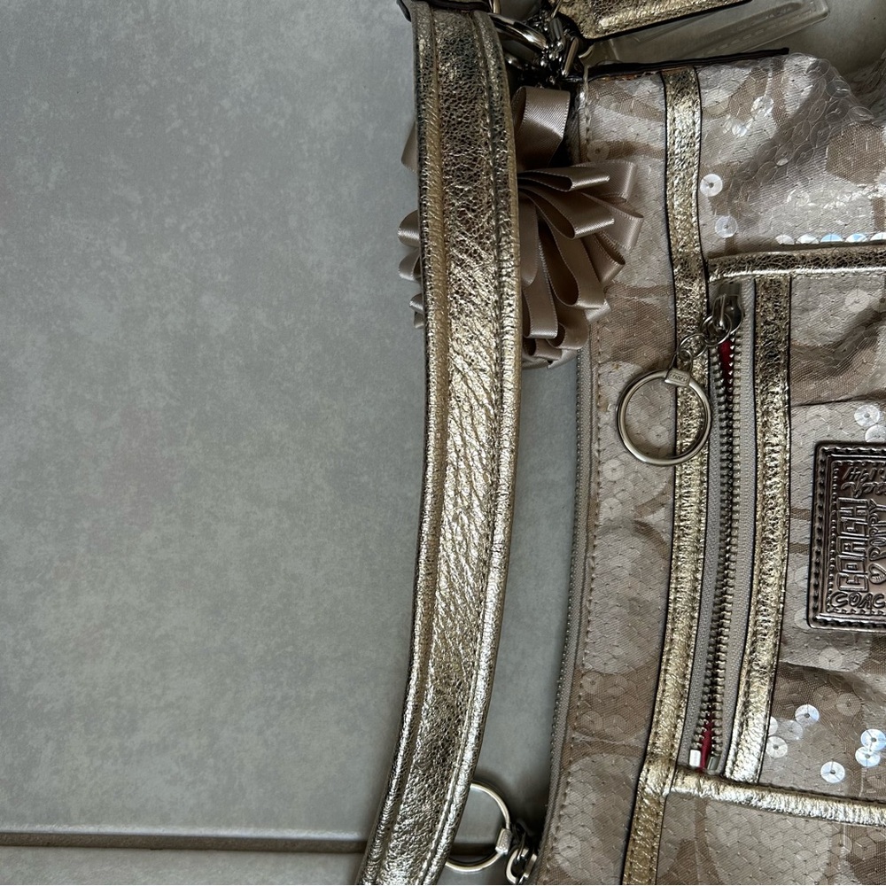 Coach Poppy sequin shoulder bag with gold leather trim - Picture 11 of 15